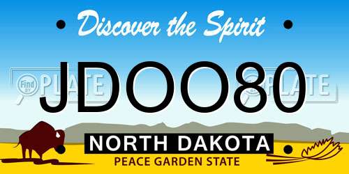 JDOO80 North Dakota License Plate