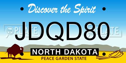 JDQD80 North Dakota License Plate
