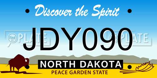 JDY090 North Dakota License Plate