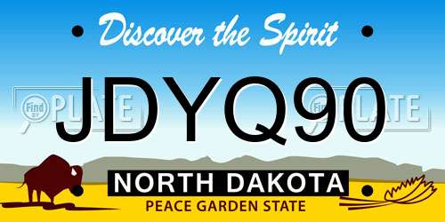 JDYQ90 North Dakota License Plate