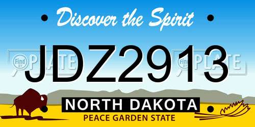 JDZ2913 North Dakota License Plate