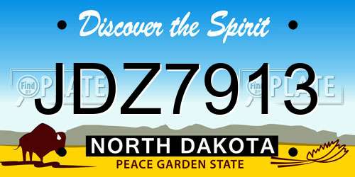 JDZ7913 North Dakota License Plate
