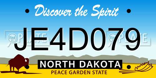 JE4D079 North Dakota License Plate