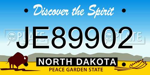 JE89902 North Dakota License Plate