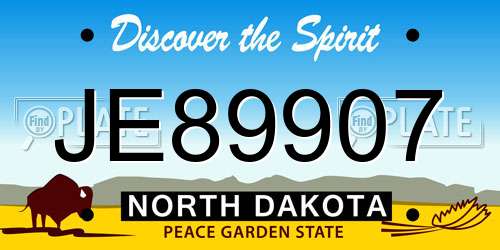 JE89907 North Dakota License Plate
