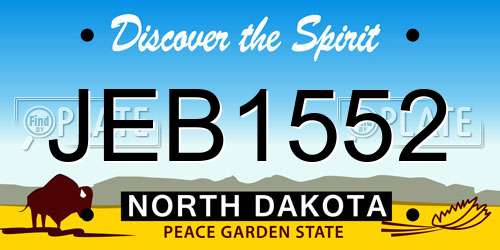 JEB1552 North Dakota License Plate