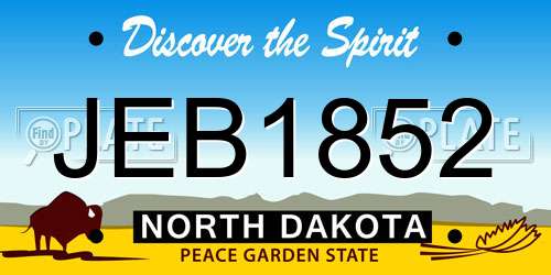 JEB1852 North Dakota License Plate
