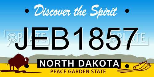 JEB1857 North Dakota License Plate