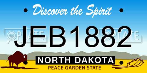 JEB1882 North Dakota License Plate