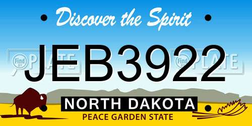 JEB3922 North Dakota License Plate