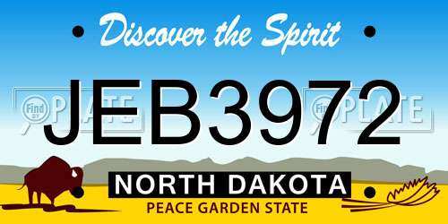 JEB3972 North Dakota License Plate
