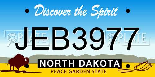 JEB3977 North Dakota License Plate