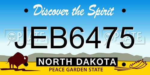 JEB6475 North Dakota License Plate
