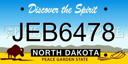 JEB6478 North Dakota License Plate
