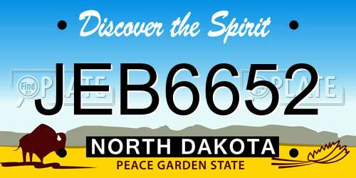 JEB6652 North Dakota License Plate