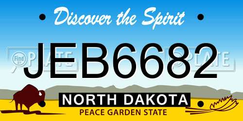 JEB6682 North Dakota License Plate