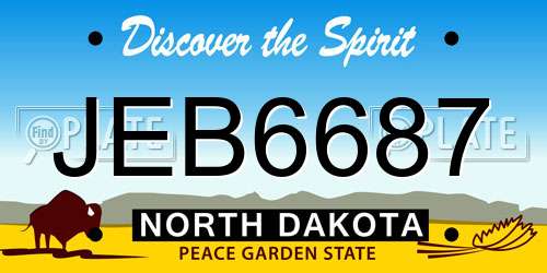 JEB6687 North Dakota License Plate