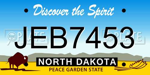JEB7453 North Dakota License Plate