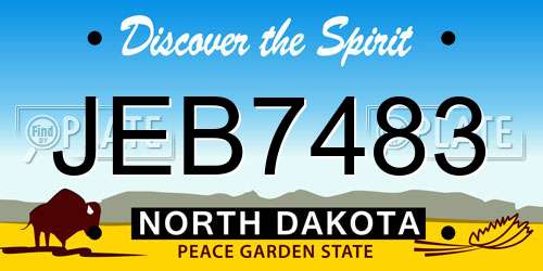JEB7483 North Dakota License Plate