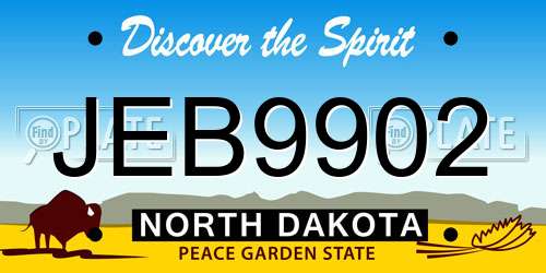 JEB9902 North Dakota License Plate