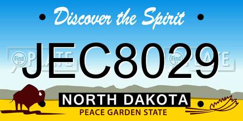 JEC8029 North Dakota License Plate