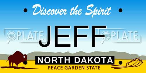 JEFF North Dakota License Plate