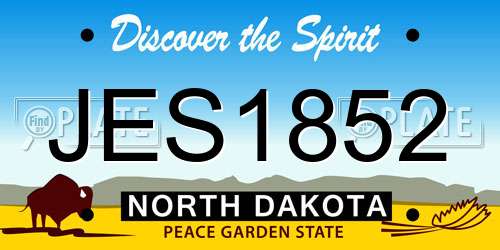 JES1852 North Dakota License Plate