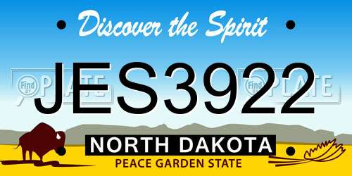 JES3922 North Dakota License Plate