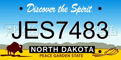 JES7483 North Dakota License Plate