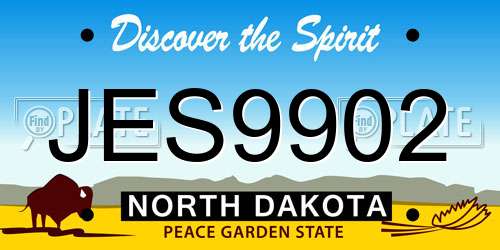 JES9902 North Dakota License Plate