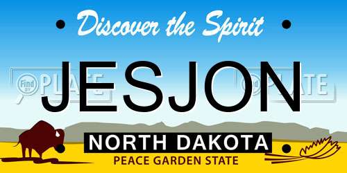 JESJON North Dakota License Plate