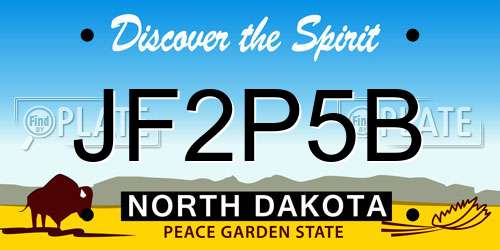 JF2P5B North Dakota License Plate
