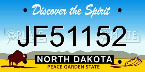 JF51152 North Dakota License Plate