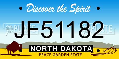 JF51182 North Dakota License Plate