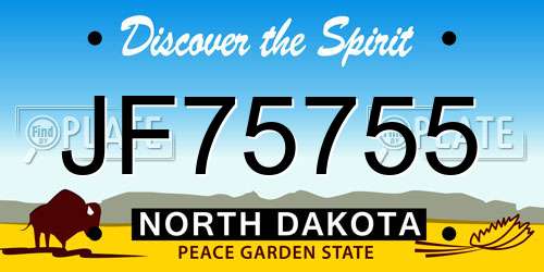 JF75755 North Dakota License Plate