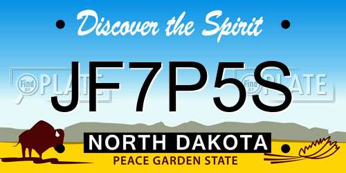 JF7P5S North Dakota License Plate