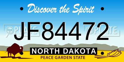 JF84472 North Dakota License Plate