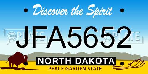 JFA5652 North Dakota License Plate