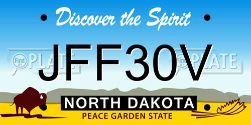 JFF30V North Dakota License Plate