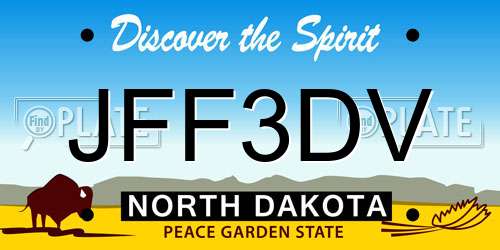 JFF3DV North Dakota License Plate