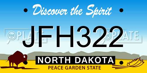 JFH322 North Dakota License Plate