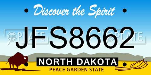 JFS8662 North Dakota License Plate