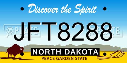 JFT8288 North Dakota License Plate