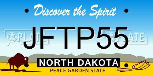 JFTP55 North Dakota License Plate