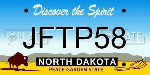 JFTP58 North Dakota License Plate