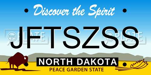 JFTSZSS North Dakota License Plate