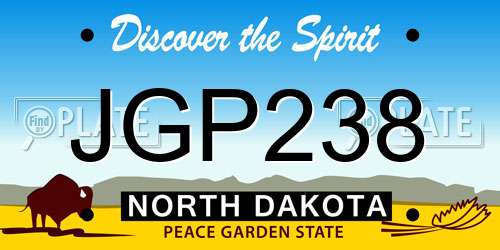 JGP238 North Dakota License Plate