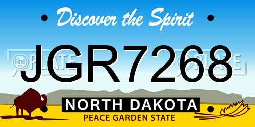 JGR7268 North Dakota License Plate