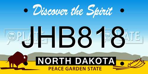 JHB818 North Dakota License Plate