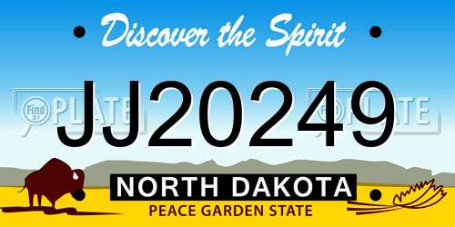 JJ20249 North Dakota License Plate